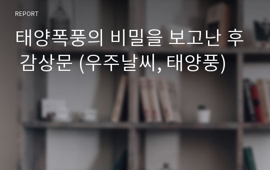 태양폭풍의 비밀을 보고난 후 감상문 (우주날씨, 태양풍)