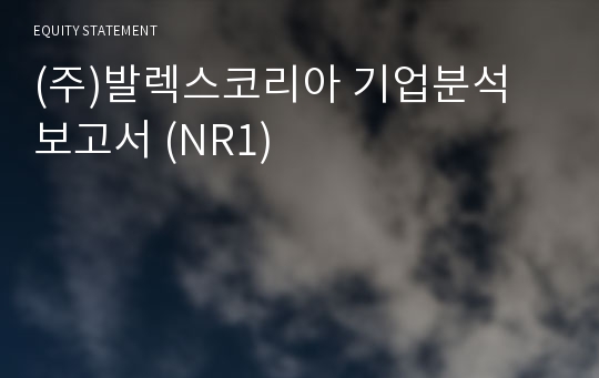 (주)발렉스특수물류 기업분석 보고서 (NR1)