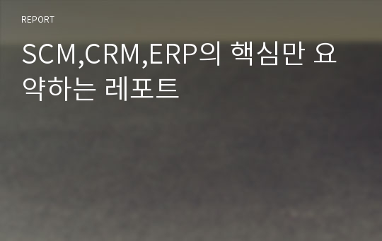 SCM,CRM,ERP의 핵심만 요약하는 레포트