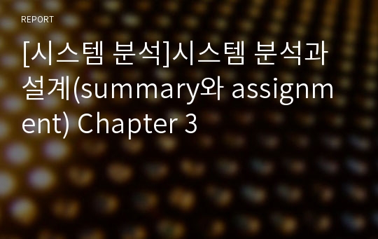 [시스템 분석]시스템 분석과 설계(summary와 assignment) Chapter 3