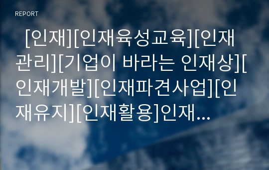   [인재][인재육성교육][인재관리][기업이 바라는 인재상][인재개발][인재파견사업][인재유지][인재활용]인재육성교육, 인재관리, 기업이 바라는 인재상, 인재개발, 인재파견사업, 인재유지, 인재활용 분석(사례 중심)