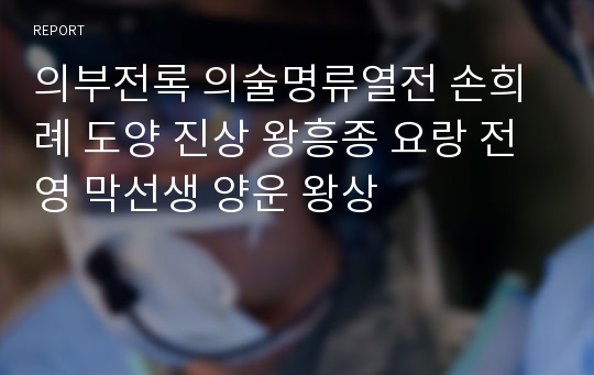 의부전록 의술명류열전 손희례 도양 진상 왕흥종 요랑 전영 막선생 양운 왕상