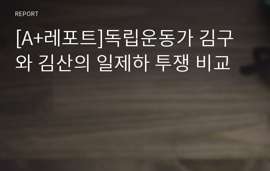 [A+레포트]독립운동가 김구와 김산의 일제하 투쟁 비교