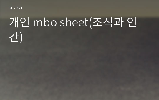 개인 mbo sheet(조직과 인간)