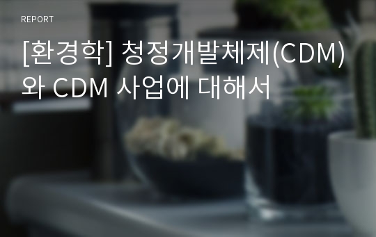[환경학] 청정개발체제(CDM)와 CDM 사업에 대해서