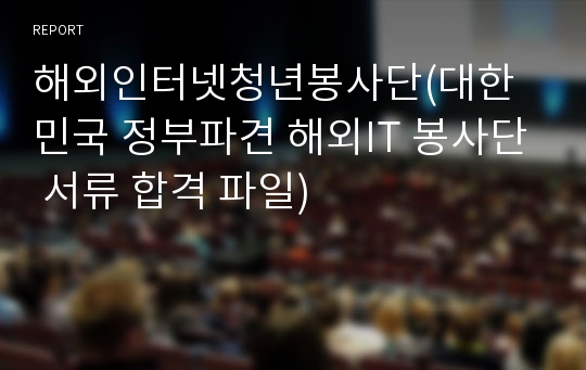 해외인터넷청년봉사단(대한민국 정부파견 해외IT 봉사단 서류 합격 파일)