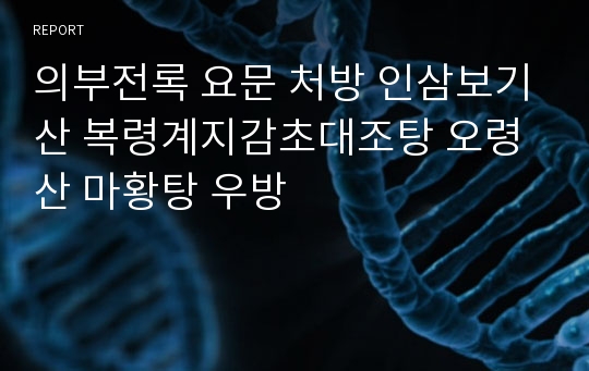 의부전록 요문 처방 인삼보기산 복령계지감초대조탕 오령산 마황탕 우방