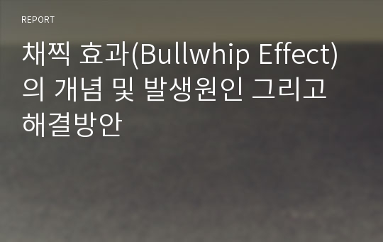 채찍 효과(Bullwhip Effect)의 개념 및 발생원인 그리고 해결방안