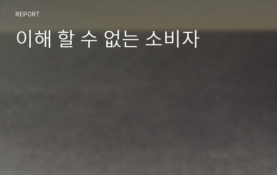 이해 할 수 없는 소비자