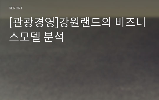 [관광경영]강원랜드의 비즈니스모델 분석