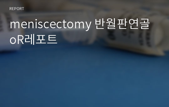 meniscectomy 반월판연골 oR레포트