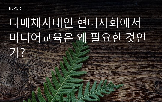 다매체시대인 현대사회에서 미디어교육은 왜 필요한 것인가?