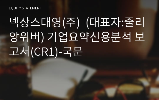 넥상스대영(주) 기업요약신용분석 보고서(CR1)-국문