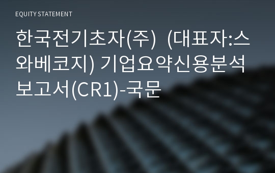 한국전기초자(주) 기업요약신용분석 보고서(CR1)-국문
