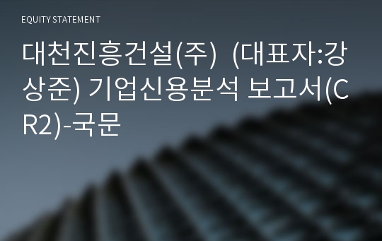 대천진흥건설(주) 기업신용분석 보고서(CR2)-국문