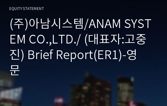 (주)아남시스템 Brief Report(ER1)-영문