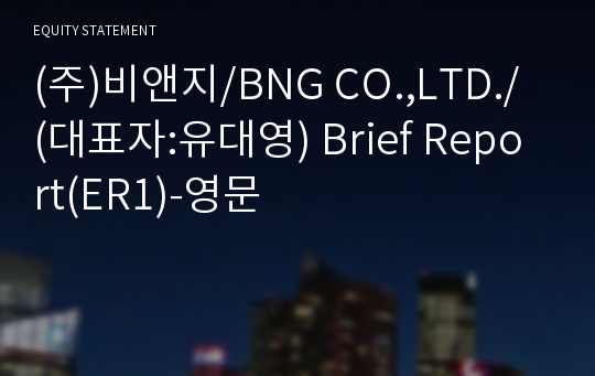 (주)비앤지 Brief Report(ER1)-영문