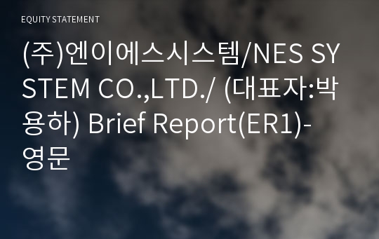 (주)엔이에스시스템 Brief Report(ER1)-영문