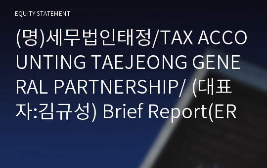 (명)세무법인태정/TAX ACCOUNTING TAEJEONG GENERAL PARTNERSHIP/ Brief Report(ER1)-영문