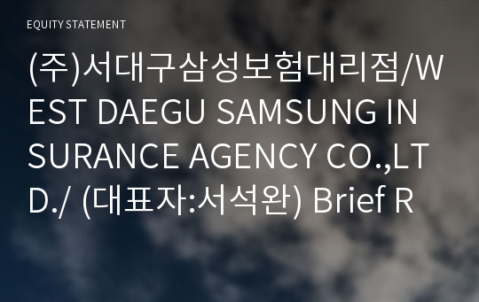 (주)서대구삼성보험대리점/WEST DAEGU SAMSUNG INSURANCE AGENCY CO.,LTD./ Brief Report(ER1)-영문