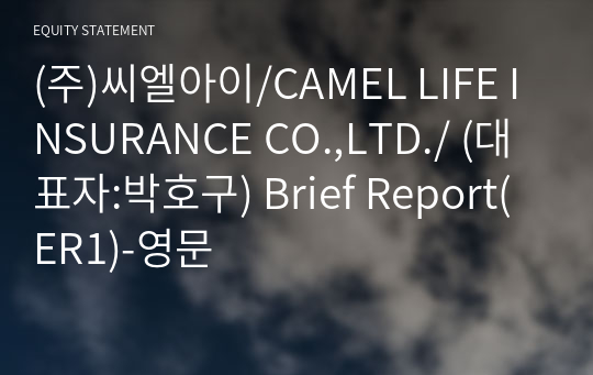 (주)씨엘아이/CAMEL LIFE INSURANCE CO.,LTD./ Brief Report(ER1)-영문