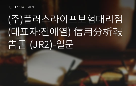 (주)플러스라이프보험대리점 信用分析報告書 (JR2)-일문