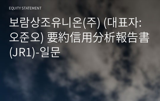 보람상조유니온(주) 要約信用分析報告書 (JR1)-일문