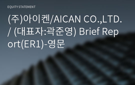 (주)아이켄 Brief Report(ER1)-영문