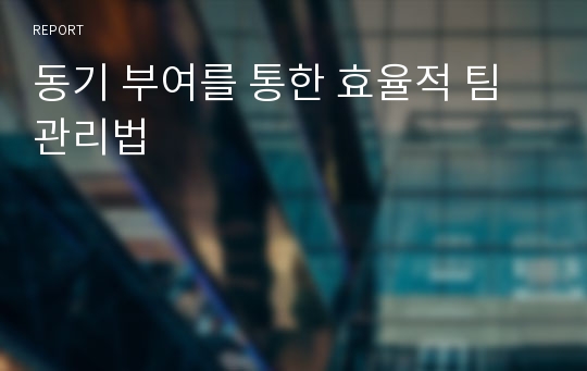 동기 부여를 통한 효율적 팀 관리법