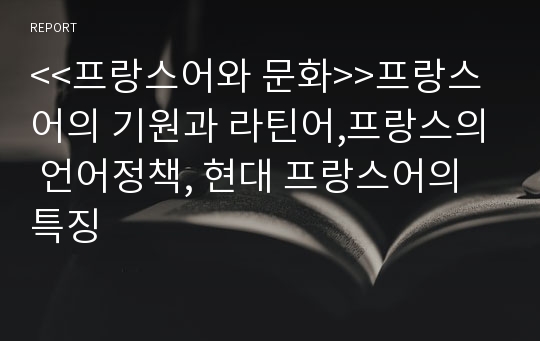 &lt;&lt;프랑스어와 문화&gt;&gt;프랑스어의 기원과 라틴어,프랑스의 언어정책, 현대 프랑스어의 특징