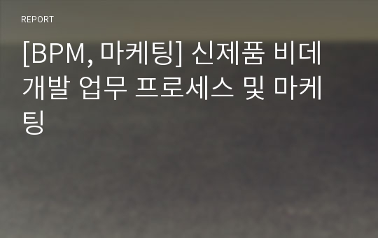 [BPM, 마케팅] 신제품 비데 개발 업무 프로세스 및 마케팅