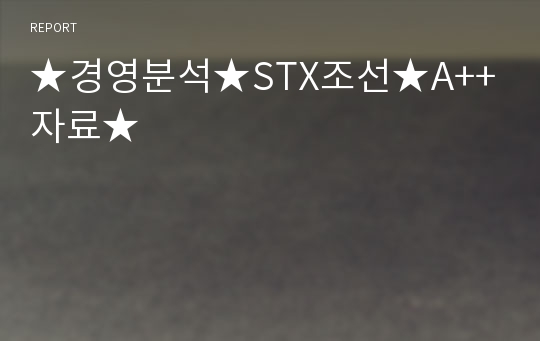 ★경영분석★STX조선★A++자료★