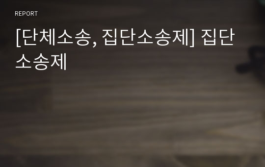 [단체소송, 집단소송제] 집단소송제