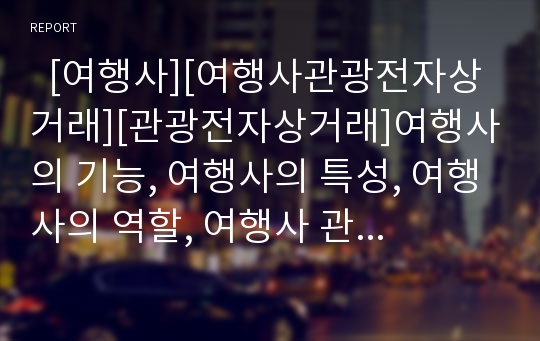   [여행사][여행사관광전자상거래][관광전자상거래]여행사의 기능, 여행사의 특성, 여행사의 역할, 여행사 관광전자상거래의 현황, 여행사 관광전자상거래의 문제점, 향후 여행사(여행사 관광전자상거래) 개선 과제