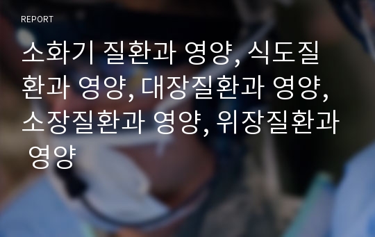 소화기 질환과 영양, 식도질환과 영양, 대장질환과 영양, 소장질환과 영양, 위장질환과 영양