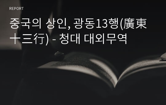 중국의 상인, 광동13행(廣東十三行) - 청대 대외무역