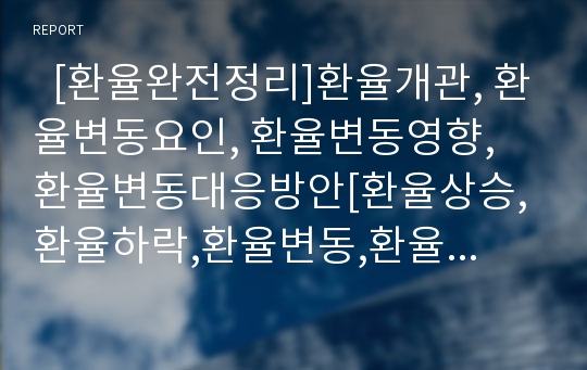   [환율완전정리]환율개관, 환율변동요인, 환율변동영향, 환율변동대응방안[환율상승,환율하락,환율변동,환율금리, 환율결정 등 환율 완벽 정리]