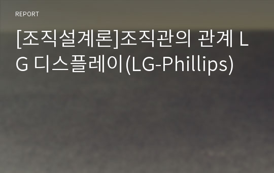 [조직설계론]조직관의 관계 LG 디스플레이(LG-Phillips)