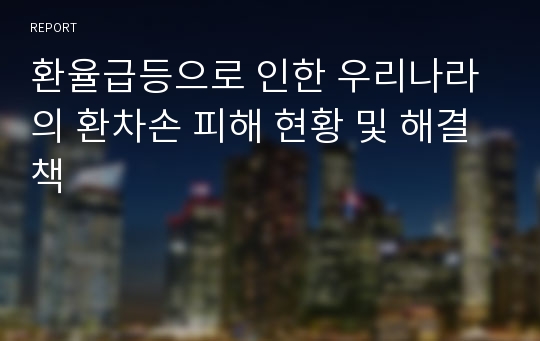 환율급등으로 인한 우리나라의 환차손 피해 현황 및 해결책