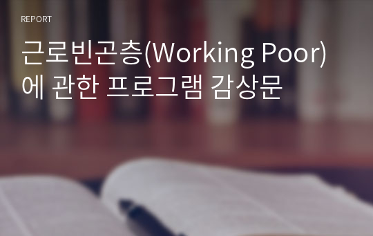 근로빈곤층(Working Poor)에 관한 프로그램 감상문