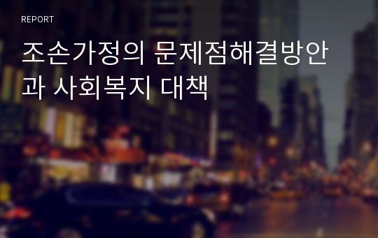 조손가정의 문제점해결방안과 사회복지 대책