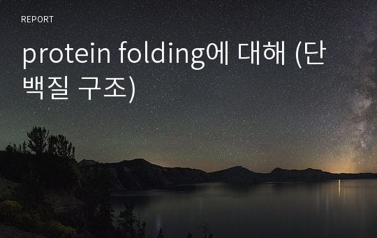 protein folding에 대해 (단백질 구조)