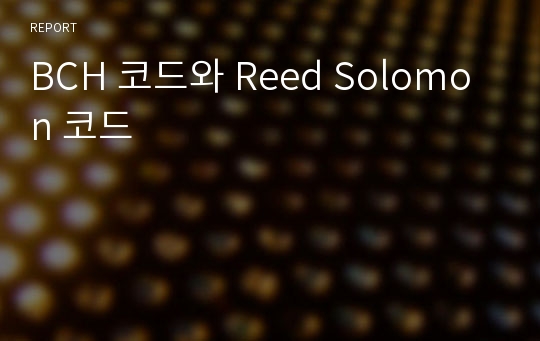 BCH 코드와 Reed Solomon 코드