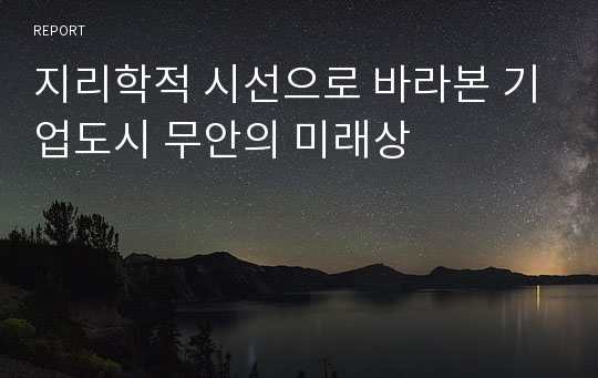 지리학적 시선으로 바라본 기업도시 무안의 미래상