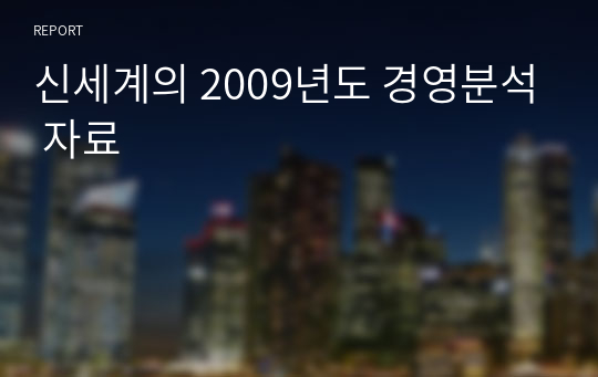 신세계의 2009년도 경영분석 자료