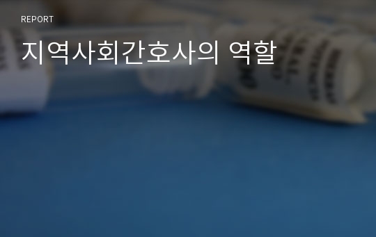 지역사회간호사의 역할