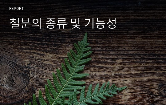 철분의 종류 및 기능성