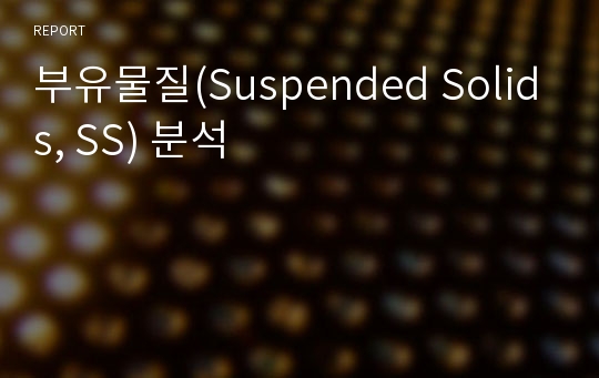 부유물질(Suspended Solids, SS) 분석