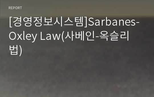 [경영정보시스템]Sarbanes-Oxley Law(사베인-옥슬리 법)