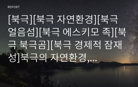 [북극][북극 자연환경][북극 얼음섬][북극 에스키모 족][북극 북극곰][북극 경제적 잠재성]북극의 자연환경, 북극의 얼음섬, 북극의 에스키모 족, 북극의 북극곰, 북극의 경제적 잠재성(북극, 에스키모, 극지방)